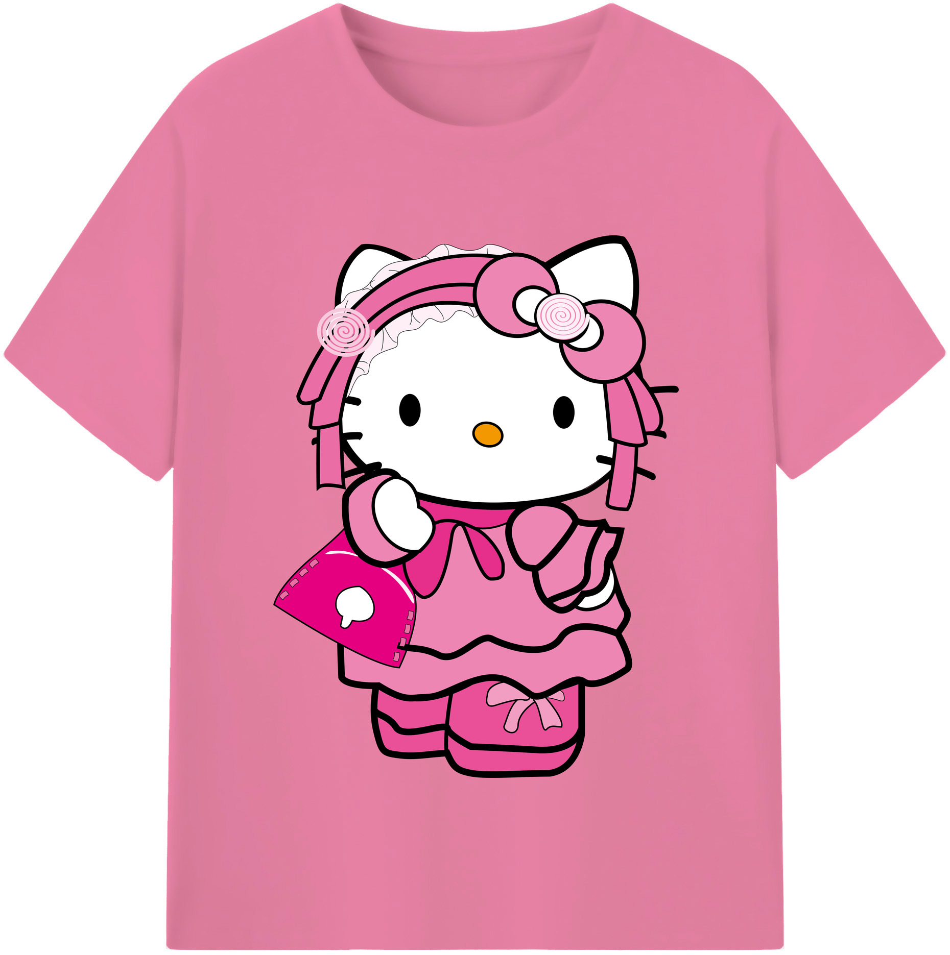 （画像用） Hello Kitty ハローキティ 綿100％半袖Tシャツ（フロントプリント）